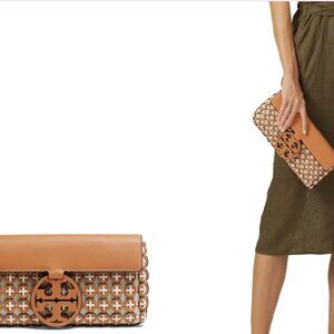 Tory Burch Miller Leather Chainmail Clutch in Camello, NWT